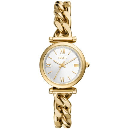Fossil Women's Watch - Carlie Quartz Silver Dial Yellow Gold Steel Bracelet | ES5329 ,