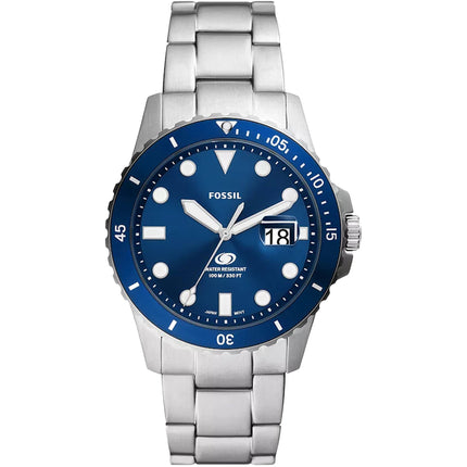 Fossil Men's Watch - Dive Quartz Blue Dial Silver Stainless Steel Bracelet | FS6029 ,