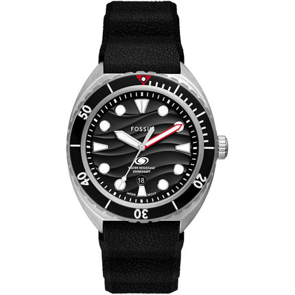 Fossil Men's Watch - Breaker Quartz Silver Case Black Silicone Rubber Strap | FS6062 ,