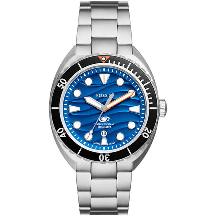 Fossil Men's Watch - Breaker Blue Dial Silver Stainless Steel Bracelet | FS6064 ,