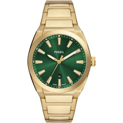 Fossil Men's Watch - Everett Quartz Green Dial Yellow Gold Steel Bracelet | FS6090 ,
