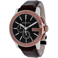 Gucci Men's Watch - G-Chrono Quartz Chronograph Black Dial Leather Strap | YA101202 ,