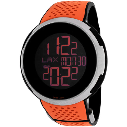 Gucci Men's Watch - I-Gucci Quartz Black Dial Orange Rubber Strap Digital | YA114104 ,