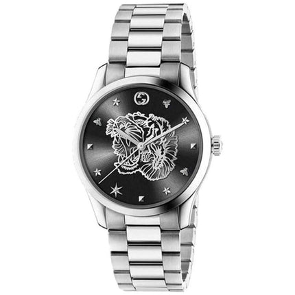 Gucci Men's Watch - G-Timeless Quartz Black Dial Silver Steel Bracelet | YA1264125 ,