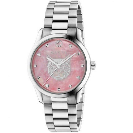 Gucci Women's Watch - G-Timeless Quartz Pink Mop Dial Silver Bracelet | YA1264166 ,