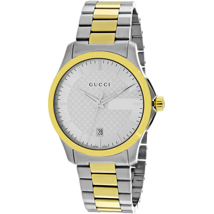 Gucci Men's Watch - G-Timeless Quartz Silver Dial Two Tone Steel Bracelet | YA126450 ,