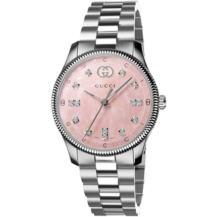 Gucci Women's Watch - G-Timeless Quartz Pink Dial Silver Steel Bracelet | YA1265062 ,