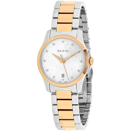 Gucci Women's Watch - G-Timeless Diamond White Dial Two Tone Bracelet | YA126544 ,