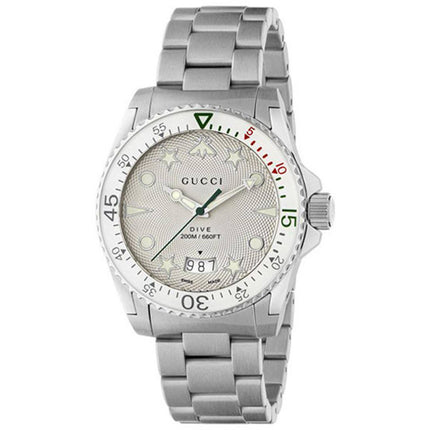 Gucci Men's Watch - Dive Quartz Silver Tone Dial Stainless Steel Bracelet | YA136336 ,