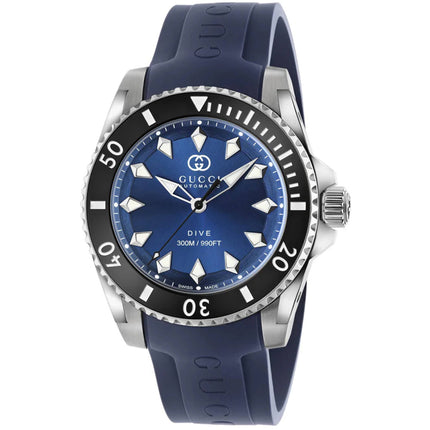 Gucci Men's Watch - Dive Automatic Rotating Bezel Blue Dial Rubber Strap | YA136359 ,