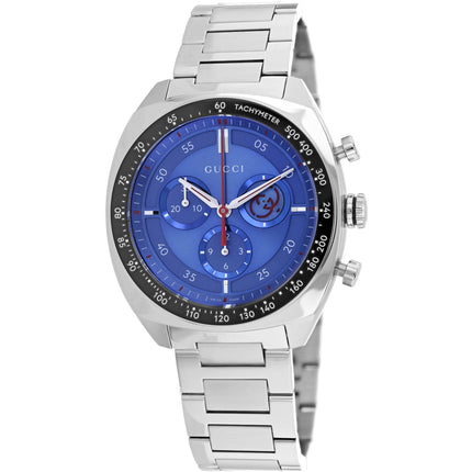 Gucci Men's Watch - Interlocking Quartz Blue Dial Silver Steel Bracelet | YA142317 ,