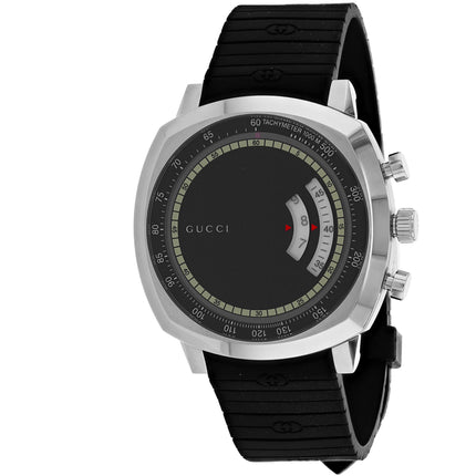 Gucci Men's Watch - Grip Quartz Chronograph Black Dial Silicone Strap | YA157301 ,