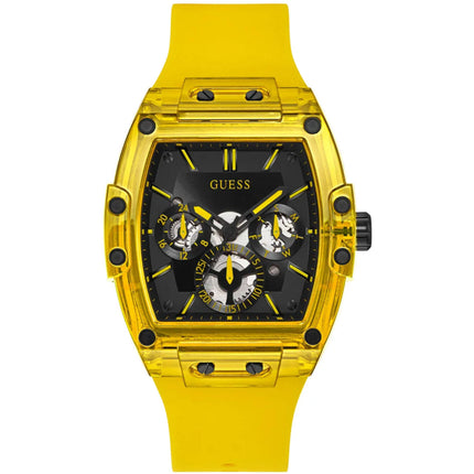 Guess Men's Watch - Classic Quartz Day-Date Display Yellow Rubber Strap | GW0203G6 ,