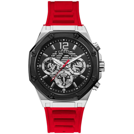 Guess Men's Watch - Momentum Quartz Black Dial Red Silicone Rubber Strap | GW0263G3 ,