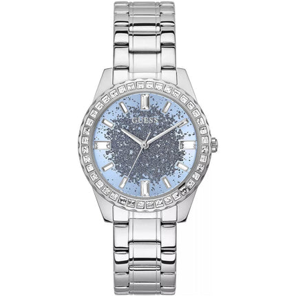 Guess Women's Watch - Glitter Burst Quartz Blue Dial Silver Tone Bracelet | GW0405L1 ,