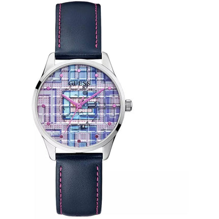 Guess Women's Watch - Quartz SS Case Blue and Pink Dial Leather Strap | GW0480L1 ,