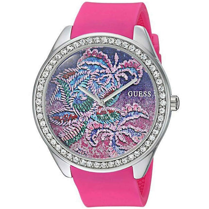 Guess Women's Watch - Tropical Pink Quartz Silicone Rubber Strap Crystal | U0960L1 ,