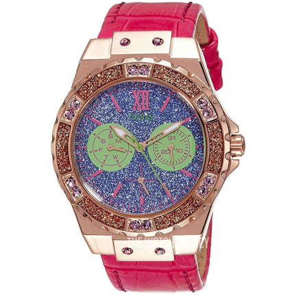 Guess Women's Watch - Limelight Green and Blue Dial Pink Leather Strap | W0775L4 ,