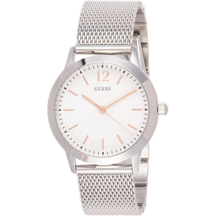 Guess Men's Watch - Classic Quartz White Dial Silver Stainless Steel Strap | W0921G1 ,