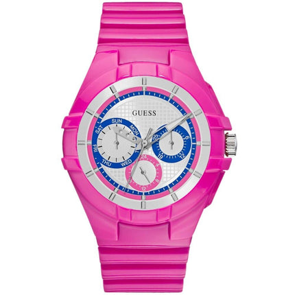 Guess Women's Watch - Pink Sport White Dial Pink Silicone Rubber Strap | W0942L3 ,