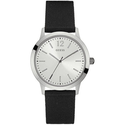 Guess Men's Watch - Nylon Strap Quartz SS Case White Dial Black Strap | W0976G1 ,