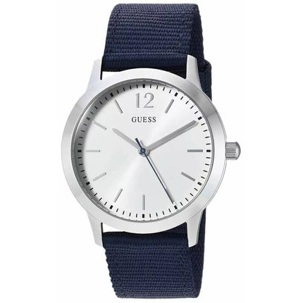 Guess Men's Watch - Exchange Quartz SS Case White Dial Blue Nylon Strap | W0976G2 ,
