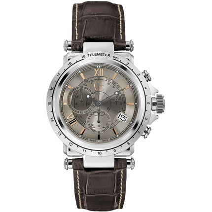 Guess Men's Watch - Sport Chic Quartz Chrono Beige Dial Leather Strap | X44008G1 ,