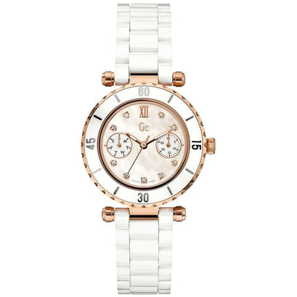Guess Women's Watch - Diver Chic Quartz Mop Dial White Ceramic Bracelet | X46104L1S ,
