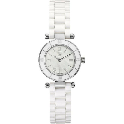 Guess Women's Watch - Mini Chic Quartz White Mop Dial Ceramic Bracelet | X70007L1S ,