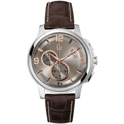 Guess Men's Watch - Classica Quartz Chrono Taupe Dial Leather Strap | X83009G1S ,