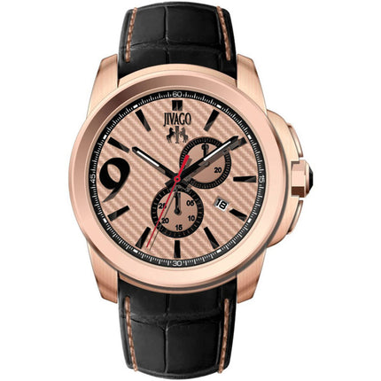 Jivago Men's Watch - Gliese Quartz Rose Gold Tone Dial Black Leather Strap | JV1515 ,