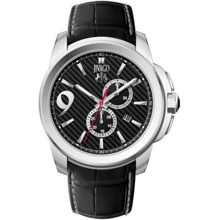 Jivago Men's Watch - Gliese Quartz Chronograph Black Dial Leather Strap | JV1517 ,