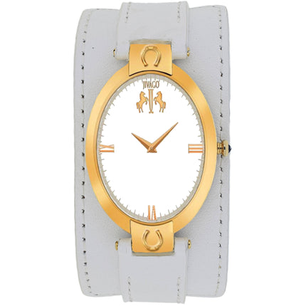 Jivago Women's Watch - Good luck Quartz Silver Dial White Leather Strap | JV1837 ,