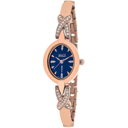 Jivago Women's Watch - Via Quartz Blue Dial Rose Gold Steel Bracelet Crystal | JV3614 ,