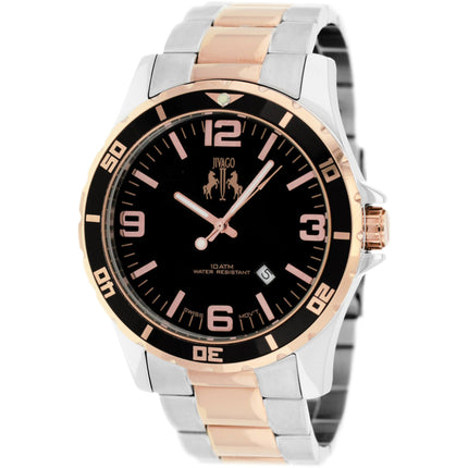 Jivago Men's Watch - Ultimate Swiss Quartz Black Dial Two Tone Bracelet | JV6118 ,