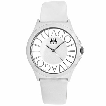 Jivago Women's Watch - Fun Quartz Silver Case White Satin Leather Strap | JV8433 ,
