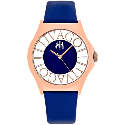 Jivago Women's Watch - Fun Quartz Rose Gold Case Blue Satin Leather Strap | JV8435 ,