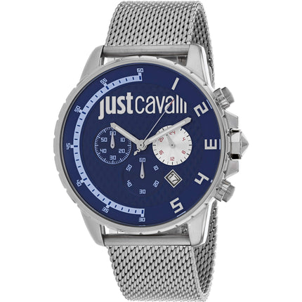 Just Cavalli Men's Watch - Sport Quartz Blue Dial Silver Bracelet | JC1G063M0275 ,