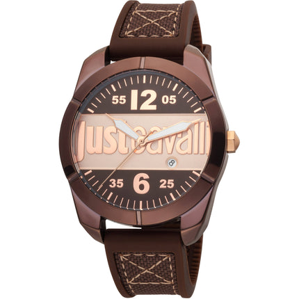 Just Cavalli Men's Watch - Young Quartz Brown Dial Brown Rubber Strap | JC1G106P0035 ,