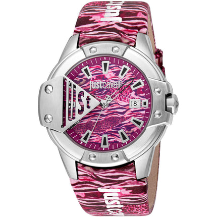 Just Cavalli Women's Watch - Scudo Quartz Pink Dial Leather Strap | JC1G260L0015 ,
