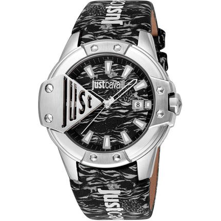 Just Cavalli Women's Watch - Scudo Quartz Black Dial Leather Strap | JC1G260L0025 ,