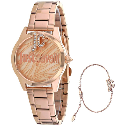 Just Cavalli Women's Watch - Logo Quartz Rose Gold Tone Dial Bracelet | JC1L099M0075 ,