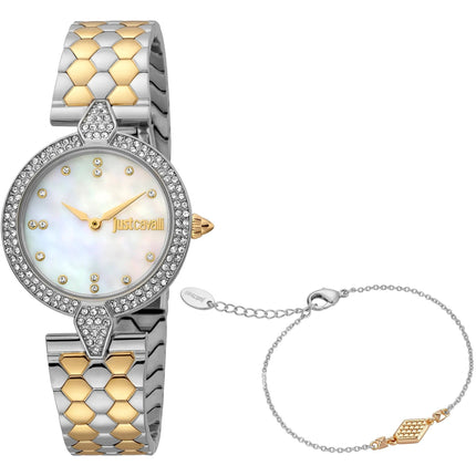 Just Cavalli Women's Watch - Set Quartz Mop Dial Two Tone Bracelet | JC1L159M0085 ,