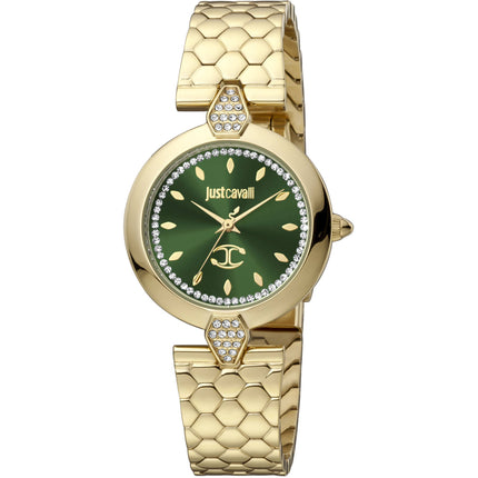 Just Cavalli Women's Watch - Donna Green Dial Yellow Gold Bracelet | JC1L194M0065 ,