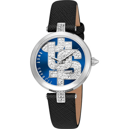 Just Cavalli Women's Watch - Maiuscola Quartz Blue Dial Leather Strap | JC1L241L0015 ,