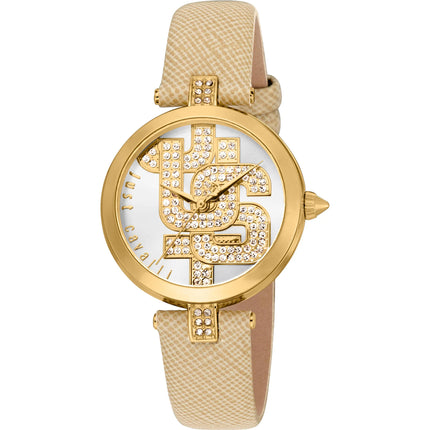 Just Cavalli Women's Watch - Maiuscola Quartz Beige Leather Strap | JC1L241L0025 ,