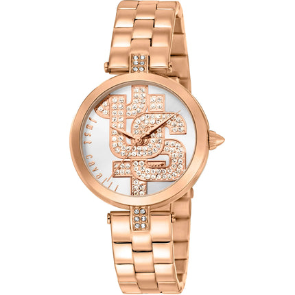 Just Cavalli Women's Watch - Maiuscola Silver Dial Rose Gold Strap | JC1L241M0075 ,