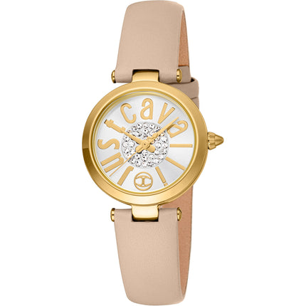 Just Cavalli Women's Watch - Modena Silver Dial Beige Leather Strap | JC1L280L0025 ,