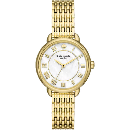 Kate Spade Women's Watch - Lily Avenue White MOP Dial Yellow Gold Bracelet | KSW1823 ,