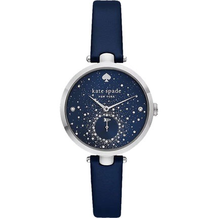 Kate Spade Women's Watch - Holland Quartz Crystal Blue Dial Leather Strap | KSW1848 ,